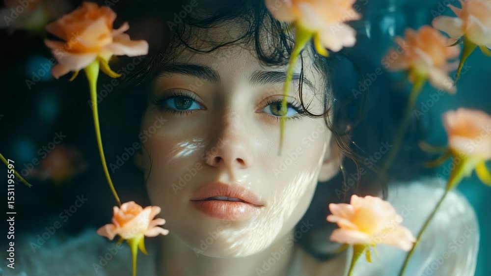 A woman with flowers in her hair A woman with flowers in her hair