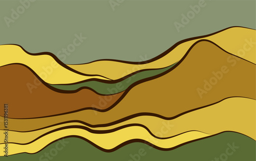 Minimalist Layered Mountain Landscape Background Vector. Mountain Art Design
