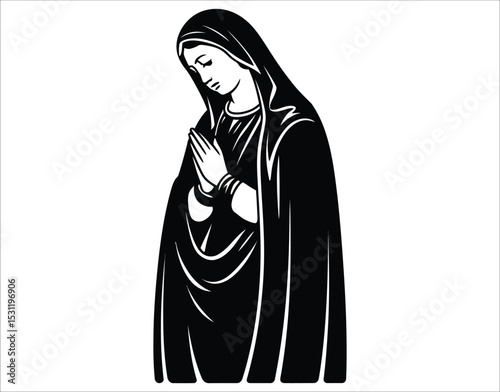 Peaceful Mary in Prayer Vector