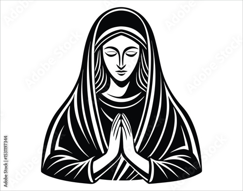 Simple Sketch of Virgin Mary Praying