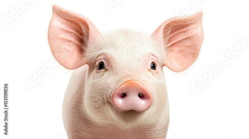 Close-up of a baby pig against white background. Potential use Stock photo