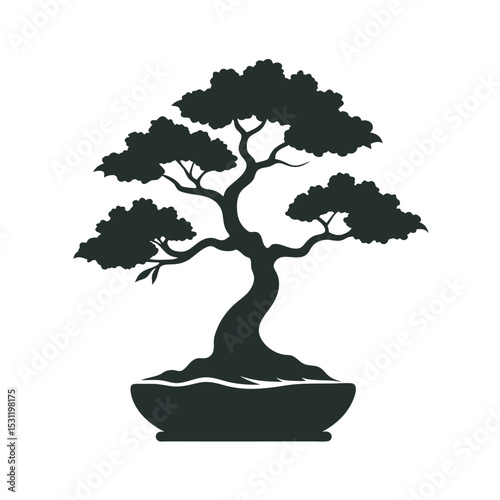 Vintage Bonsai Tree With Textured Leaves