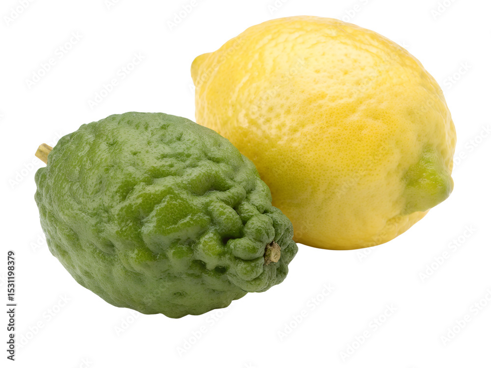 Obraz premium Close Up of Lemon and Citron Fruit Isolated on transparent background, Isolated Png, Isolated on transparent background, Isolated Png file, Cut-out, No Background, Isolated object
