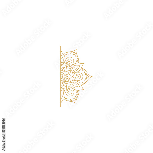 Elegant gold mandala half frame design vector illustration decorative element