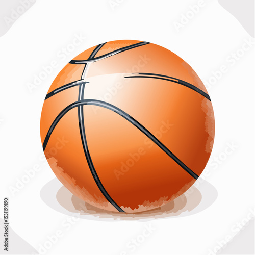 A vibrant orange basketball, meticulously detailed, rests on a white background, casting a subtle shadow.