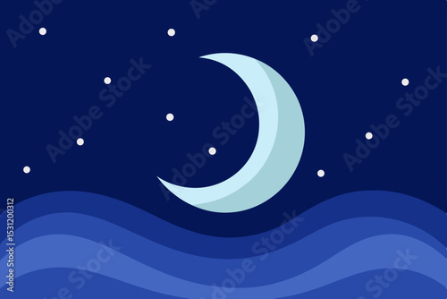 moon and stars on the night sky