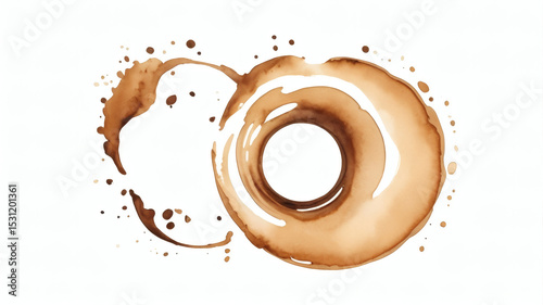 Artistic Coffee Stain Circle Design, Abstract Concept, Creative Illustration, Minimalist Environment