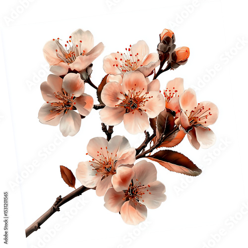A bunch of peach blossoms light pink and white flowers generative AI