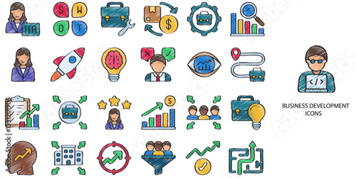 Business development concept 24 Color icons set .Vector illustration.