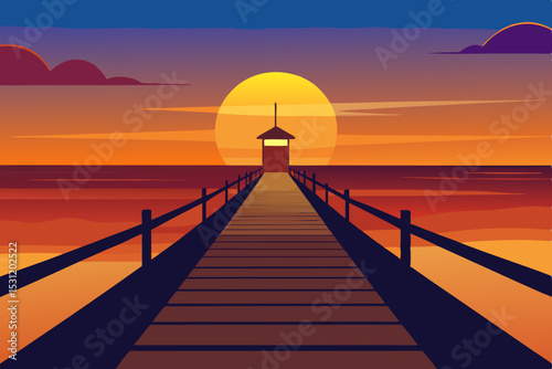 sunset over the pier