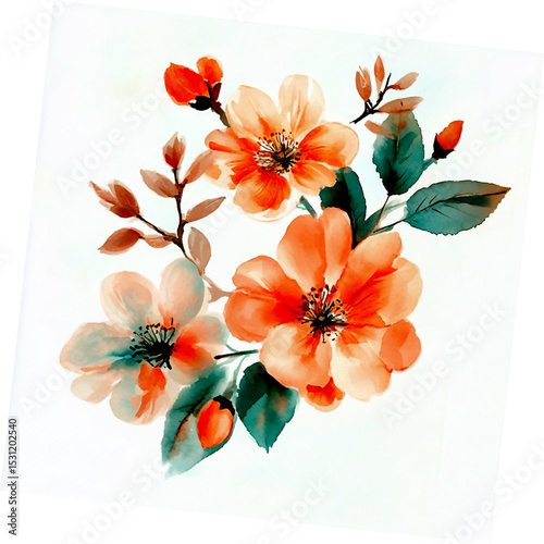 A bunch of peach blossoms light pink and white flowers generative AI
