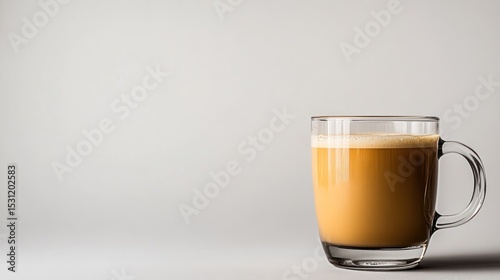 Glass Cup of Coffee Against Plain Background
