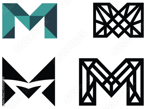 Monogram letter M logo collection in geometric and abstract