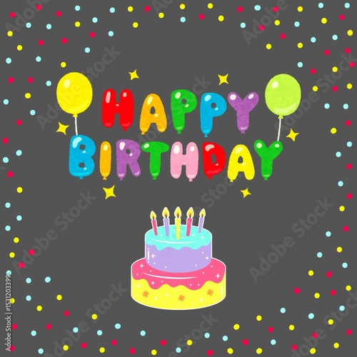Bright children's greeting card, Happy Birthday.	