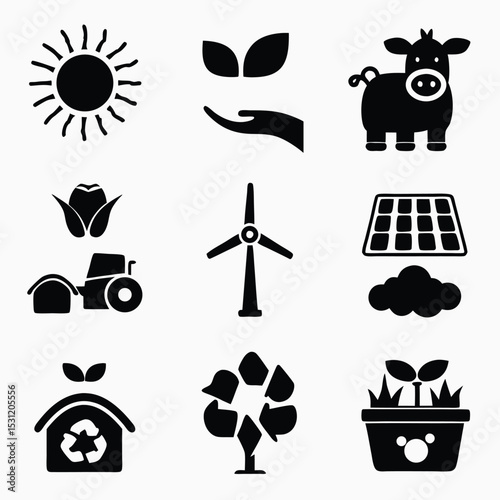 Collection of ecofriendly icons isolated on white background
