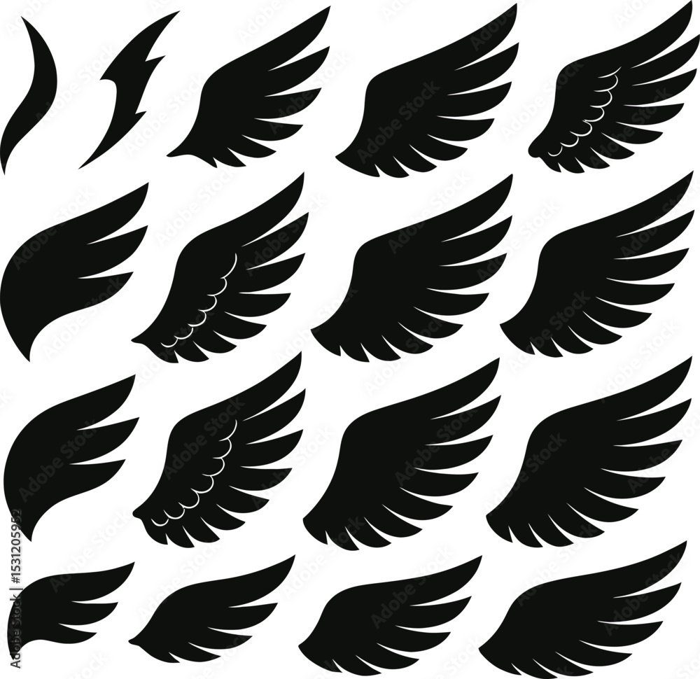 Fototapeta premium Seamless vector pattern with flying bird wings, ideal for tattoo or tribal designs
