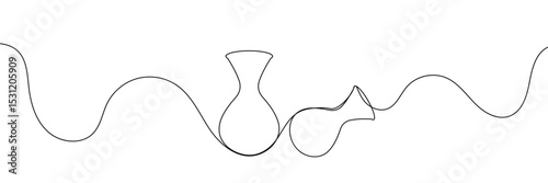 Continuous line drawing of vase. One line drawing background. Vector illustration. Linear drawing of a vase 