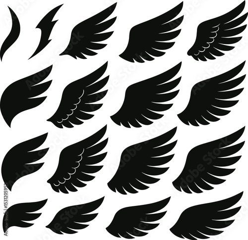 Seamless vector pattern with flying bird wings, ideal for tattoo or tribal designs