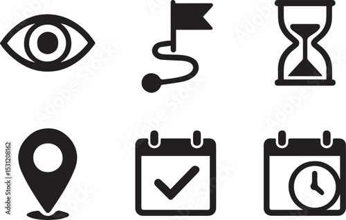 Project Timeline & Deadline Icon Bundle – Roadmap, Hourglass, Calendar & More | EPS Vector Set