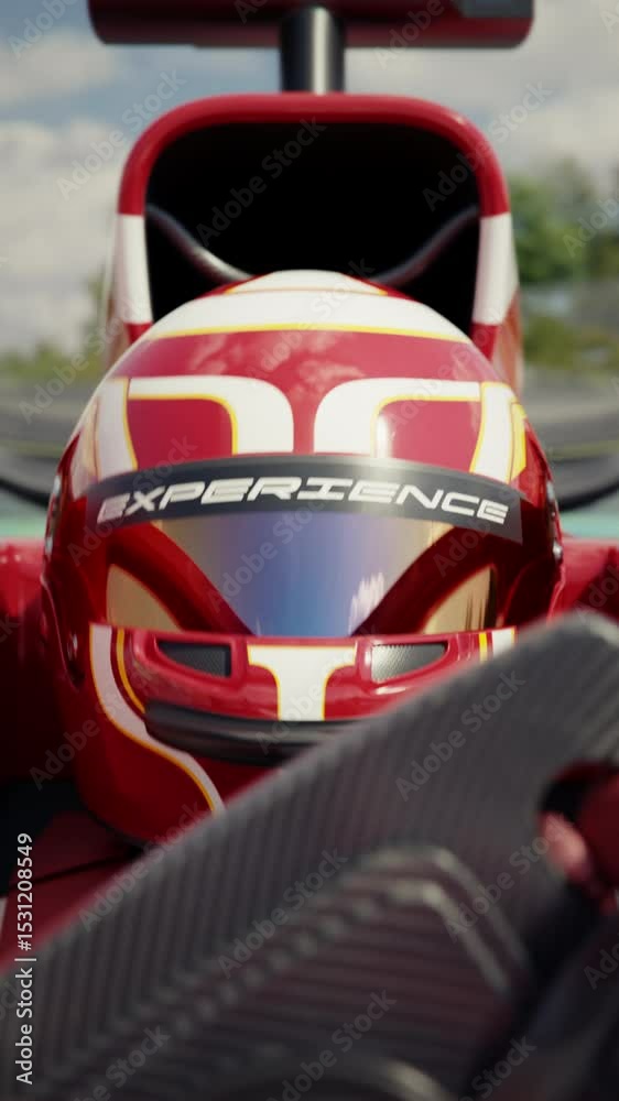 Extreme close-up of a race car driver driving along the race track ...