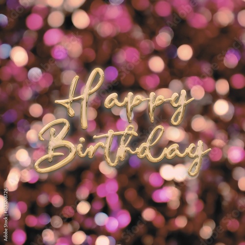 Happy Birthday Greetings on a Bokeh Background.	