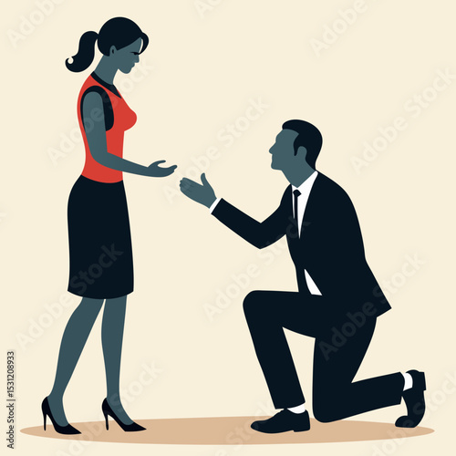 Man proposes marriage to a woman silhouetted in elegant style