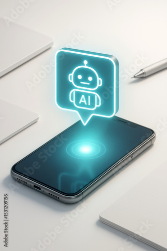 Wallpaper Mural Ai robot icon hologram on smartphone screen Torontodigital.ca