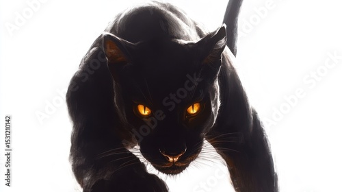 Panther Silhouette, Powerful Gaze, Studio Shot, Dramatic Lighting, Strong Predatory