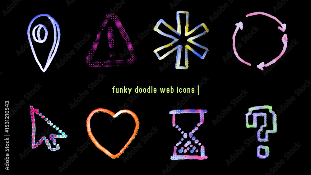 Funky Doodle Web Icons Stock Template | Adobe Stock
