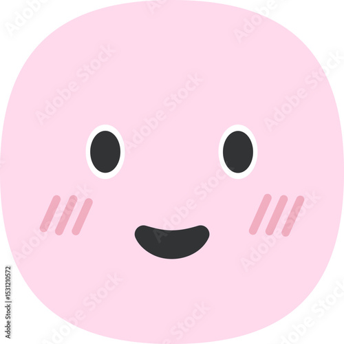 Pink emoji with smiling face and blush