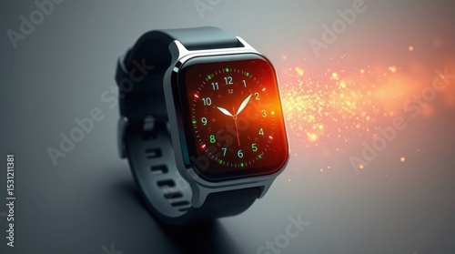 Luxury black steel men's wristwatch on a black background, showcasing precise time with a silver minute hand and chrome dial
