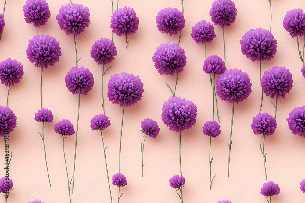 Globe Thistle Minimalist seamless pattern background vector, cute plants graphic