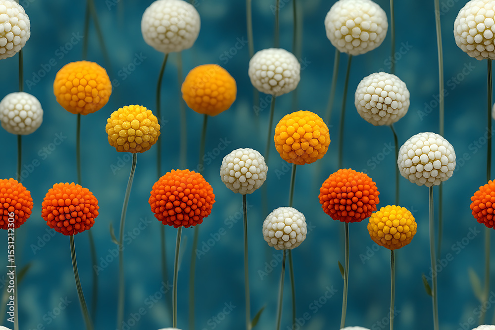 Globe Thistle Minimalist seamless pattern background vector, cute plants graphic