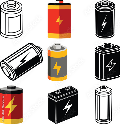 Energy Source Array: An assortment of batteries in various shapes and sizes, showcasing their capacity to power our world. A visual reminder of the energy that fuels our lives.