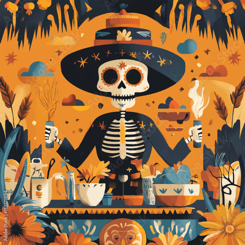 Day of the Death Illustration for social media post