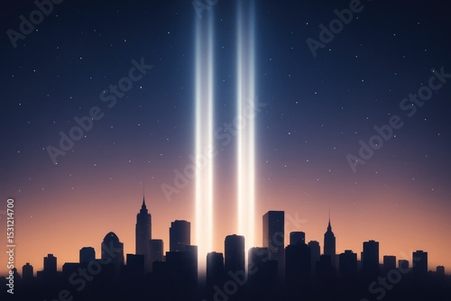 City skyline rememberance twin towers tribute