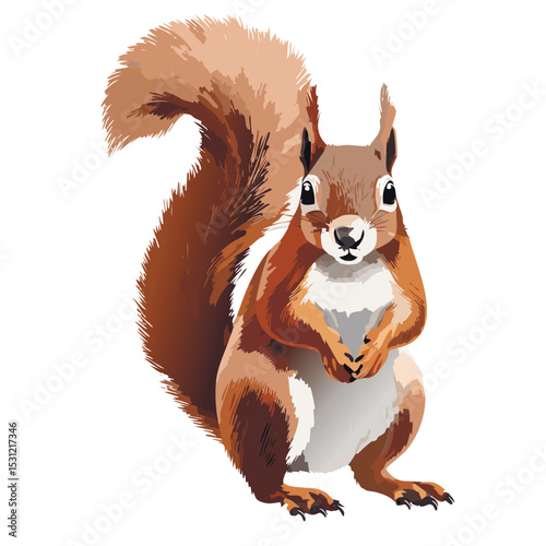 A squirrel holds a nut or an acorn in its paws. It gnaws on a nut.