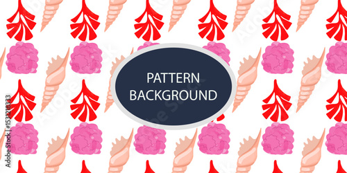 Beautifull Watercolor coral and reef variant type of underwater concept pattern background.Bright and stylish sea theme background