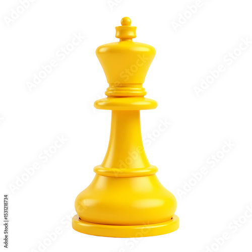 Isolated yellow queen chess piece view isolated on white background