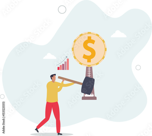 Investment asset price hit all time high, market rising, stock, crypto currency or gold price rally concept. character life .