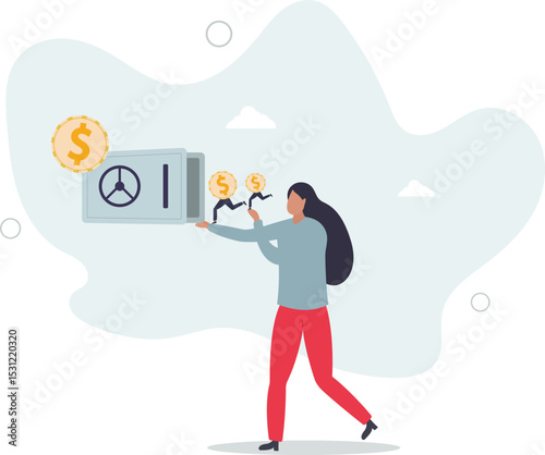 Passive income, easy money earning from investment or stock dividend and profit to be financial freedom concept. character life .