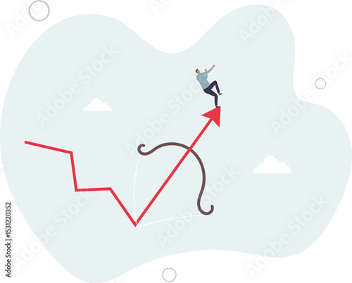 Economic recovery, change to rising up profit or growth, success improve business revenue or increase investment earnings concept. character life .