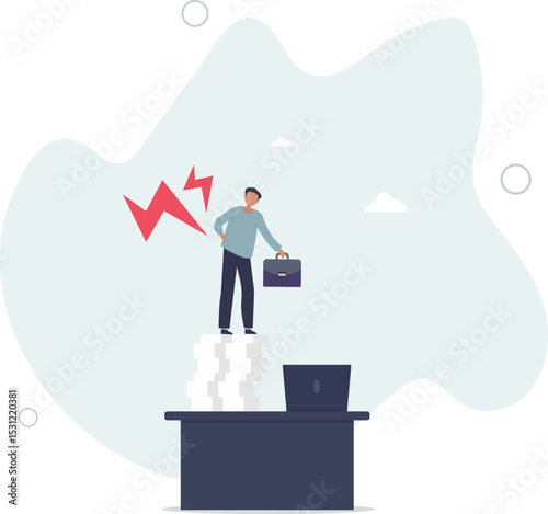 Office syndrome back pain, sitting and work too long causing back ache or inflammation of neck, shoulder and back muscles concept. character life .