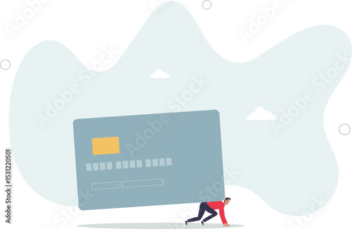 Credit card debt, financial problem, loan or obligation to pay back, over spending or expense, money trouble or despair concept. character life .