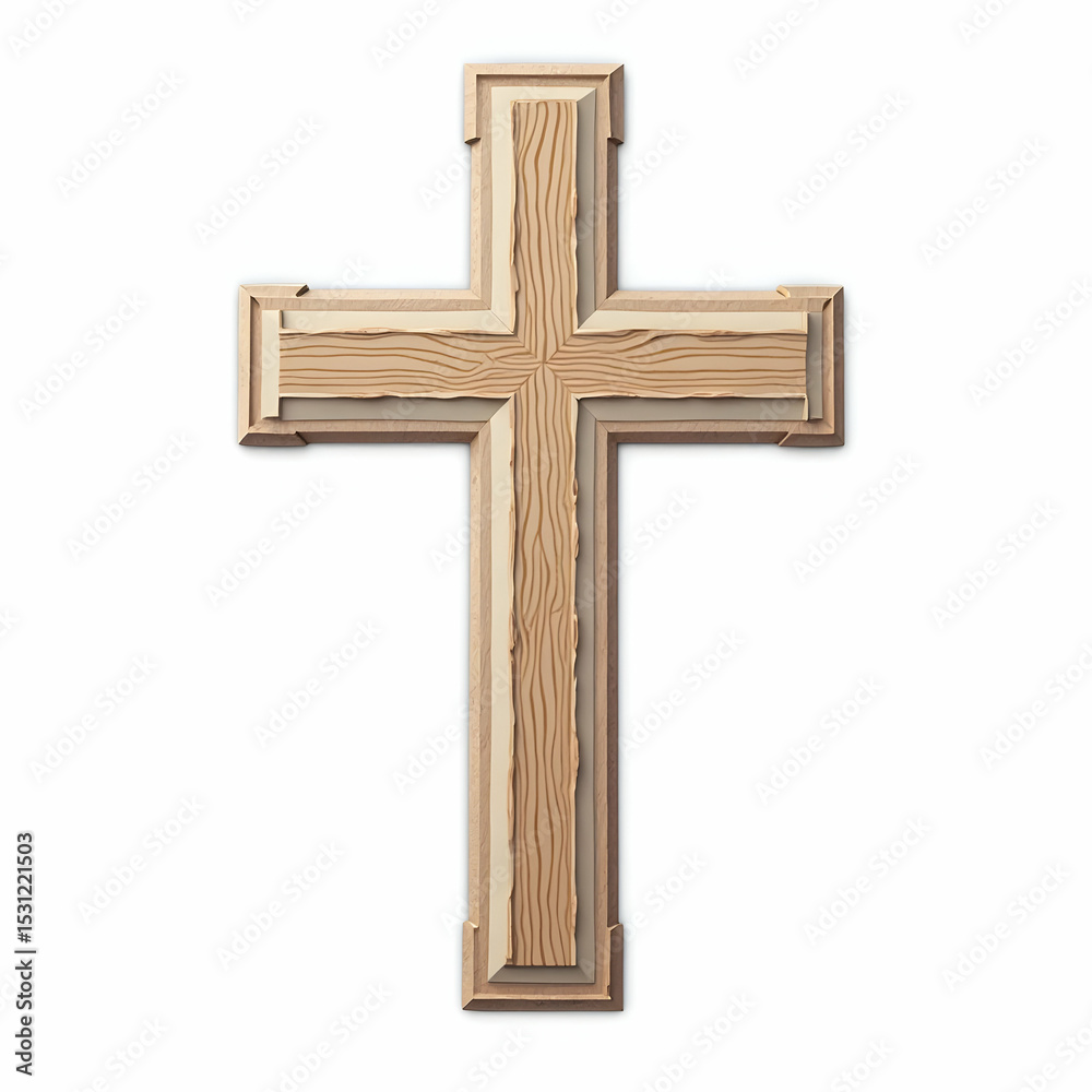 Wooden Cross Symbol on White Background Wooden Cross Symbol on White Background