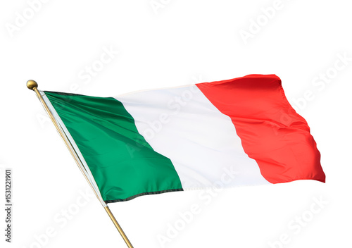 Italian flag waving on transparent background, PNG