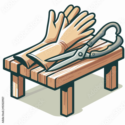 Gardening gloves and pruning shears