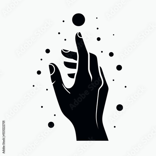 Mystical Hand Silhouette Vector Magic Stars Celestial Spiritual Icon Art