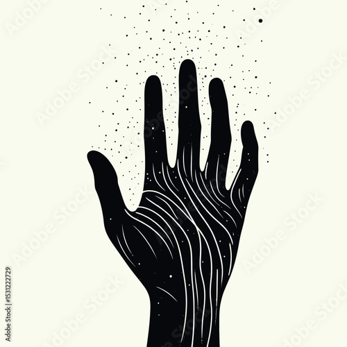Palm Hand Silhouette Vector Icon Human Fingers Line Art Illustration
