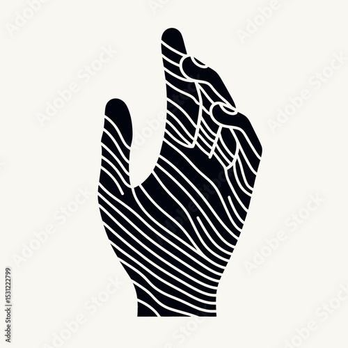 Palm Hand Silhouette Vector Icon Human Fingers Line Art Illustration